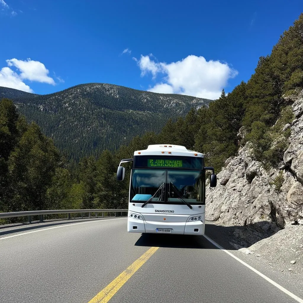 Winding Mountain Road Tour Bus