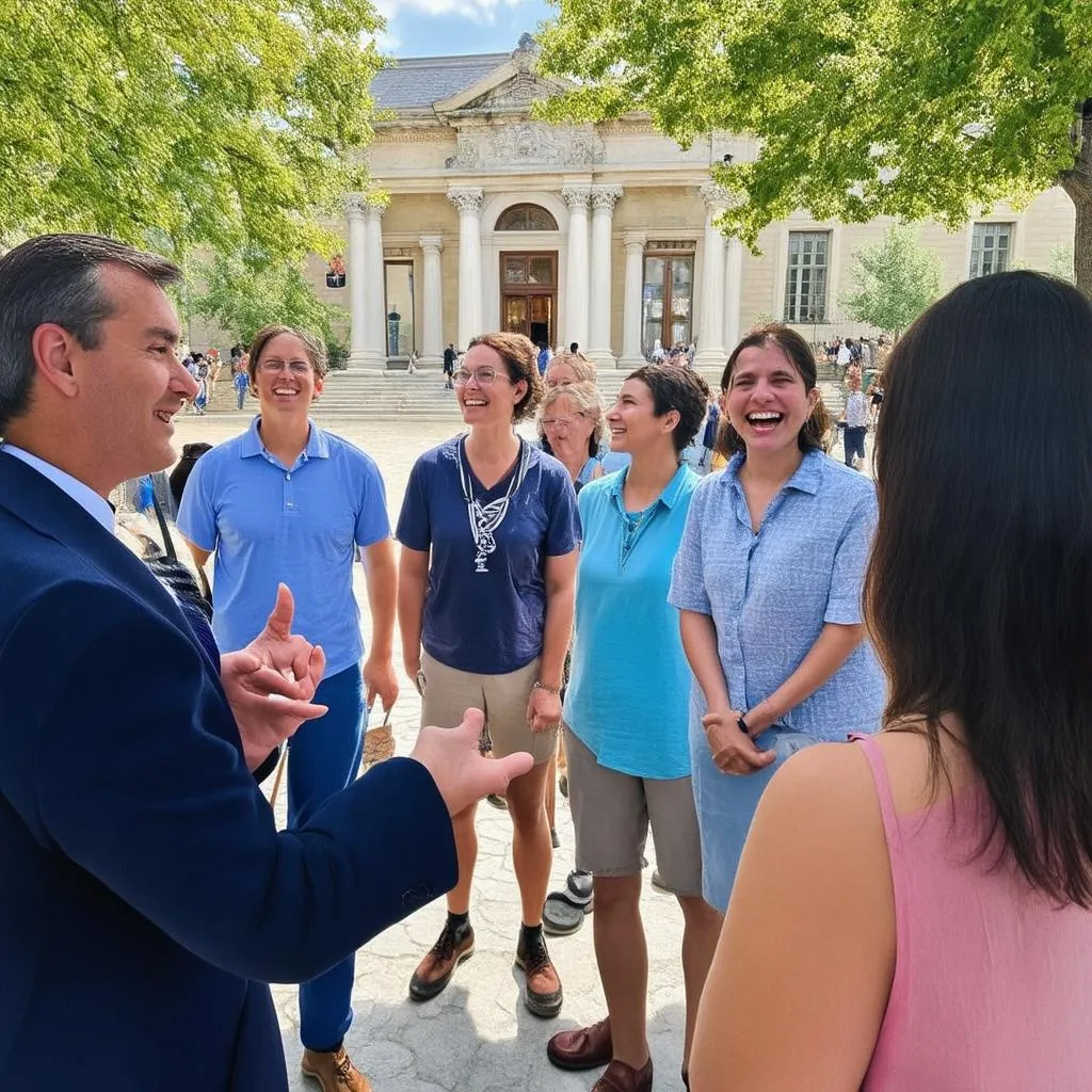 Tour Guide Leading Group