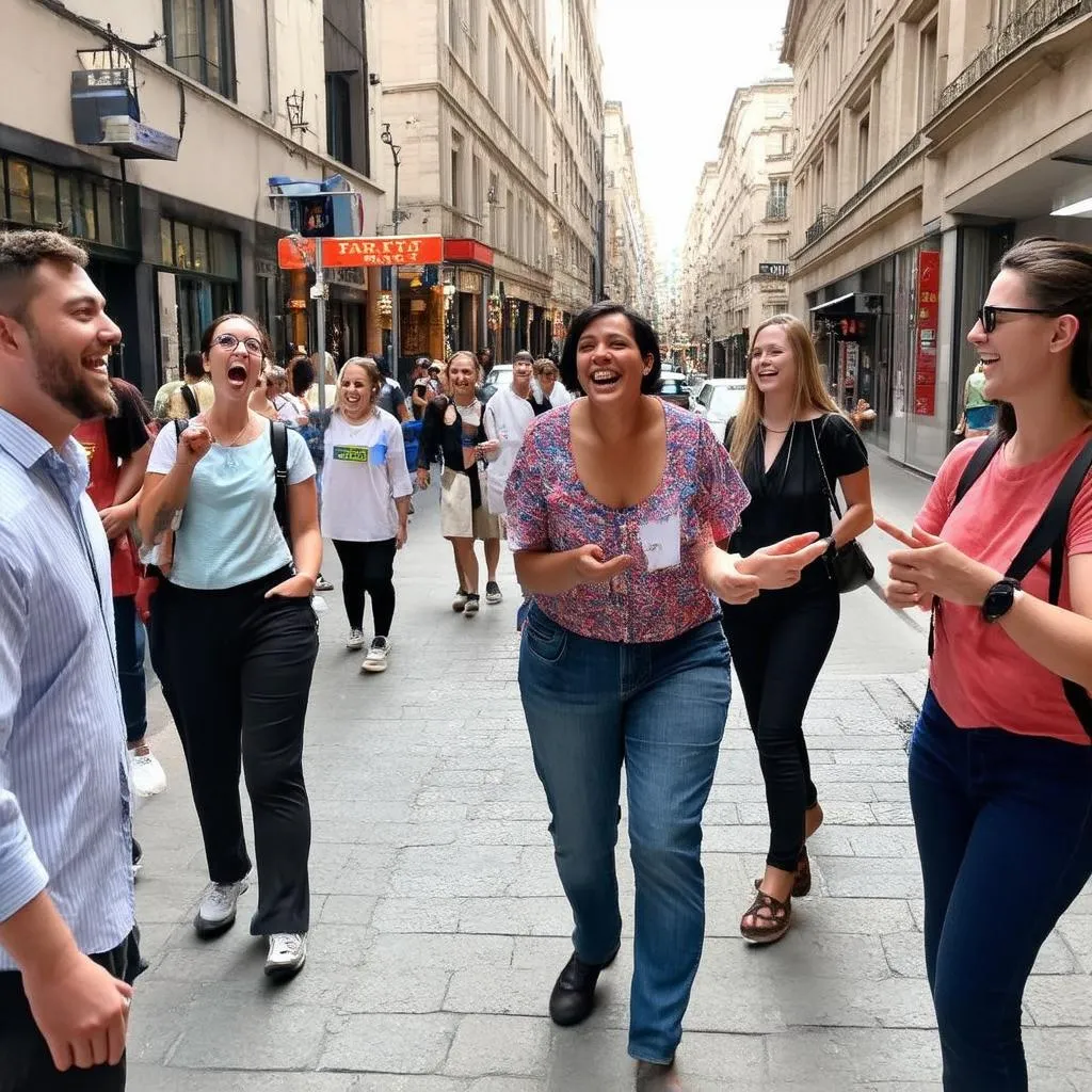 Tour Guide Leading a Group