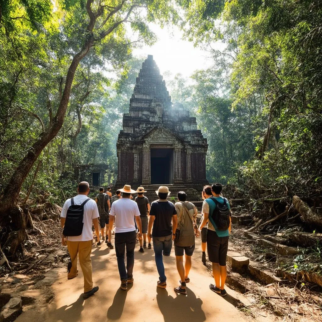 Tour Guide Showing Hidden Temple