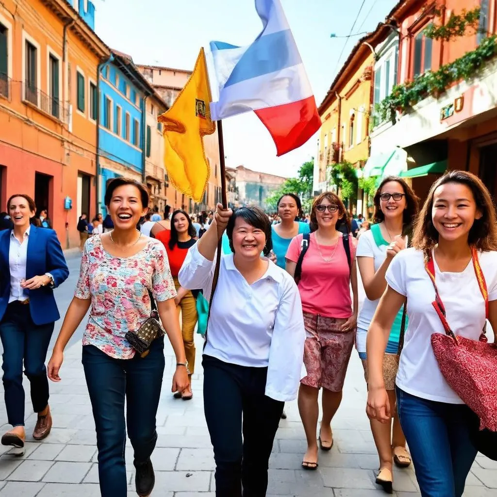 Tour Guide with Group