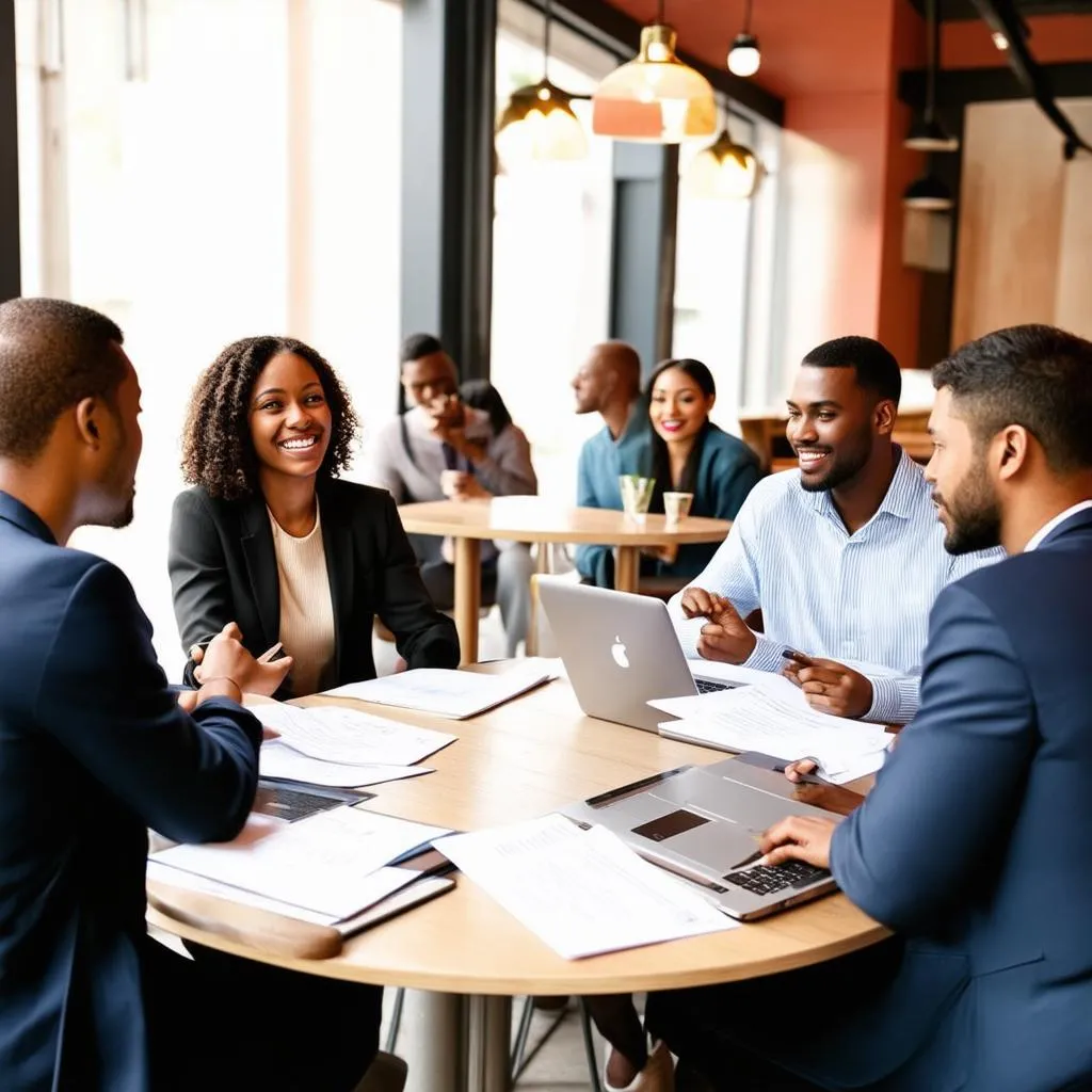 Business Meeting in a Cafe