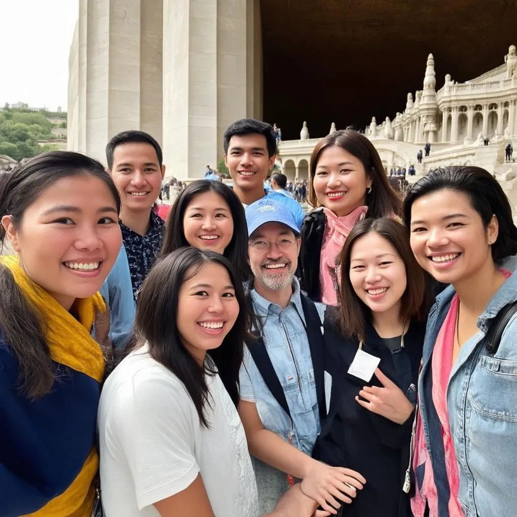 Diverse Group of People Enjoying a City Tour