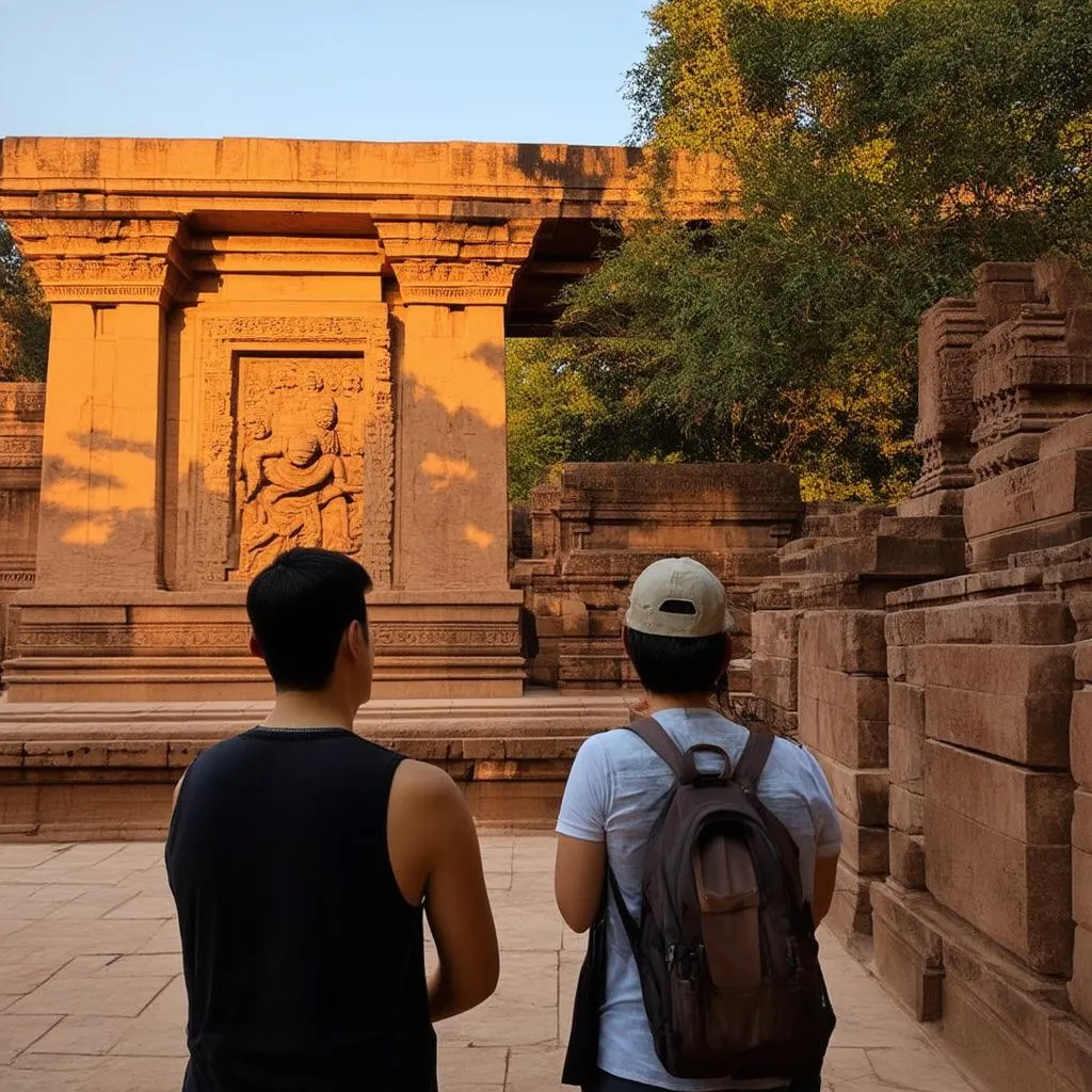 Tourist listening attentively