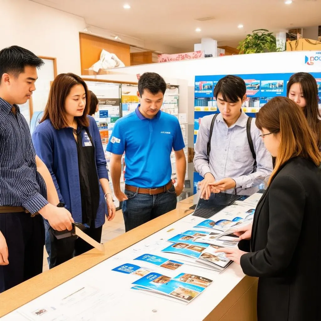 tourists booking activities