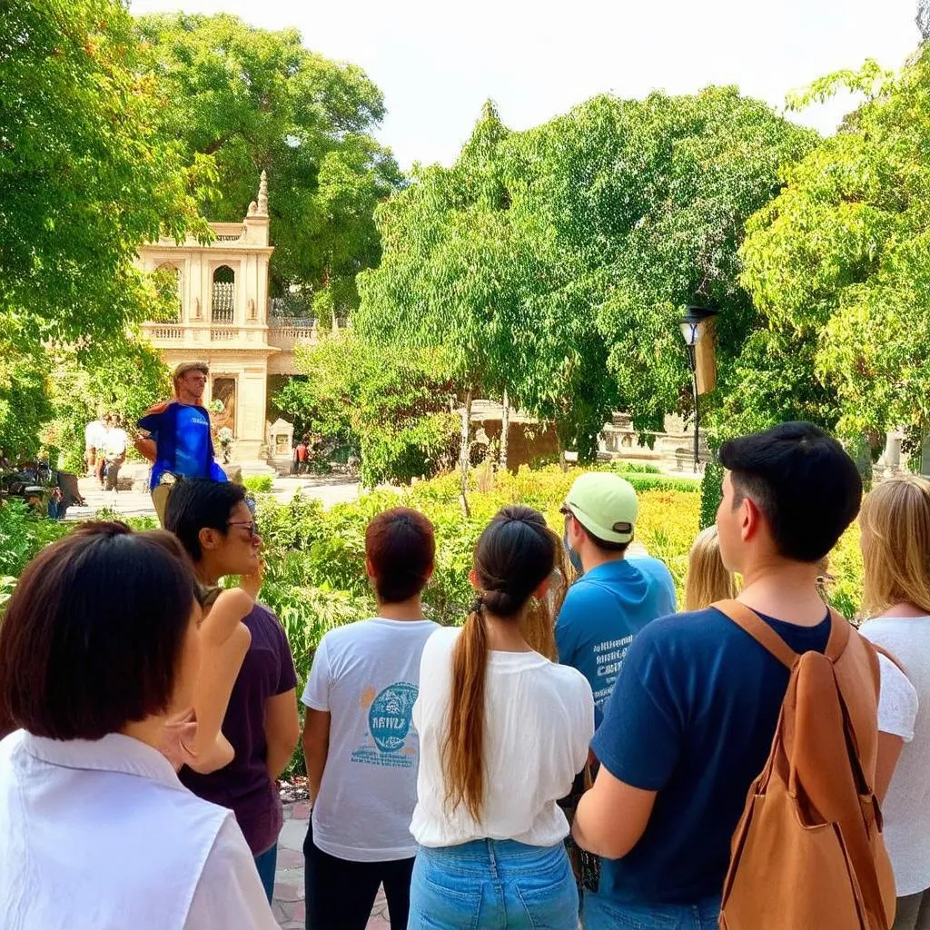 Tourists enjoying a guided tour