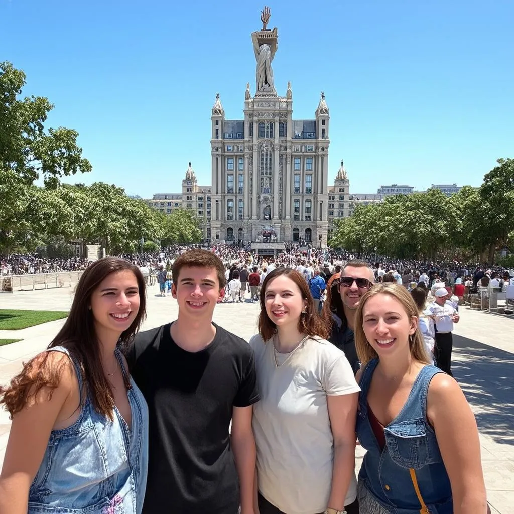 Tourists Visiting Famous Landmark