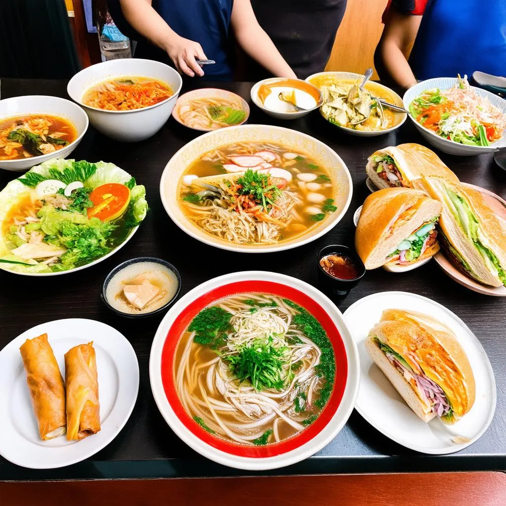 Delicious Vietnamese Food Spread