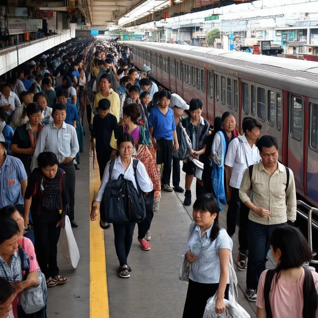 Train Commuters in Vietnam