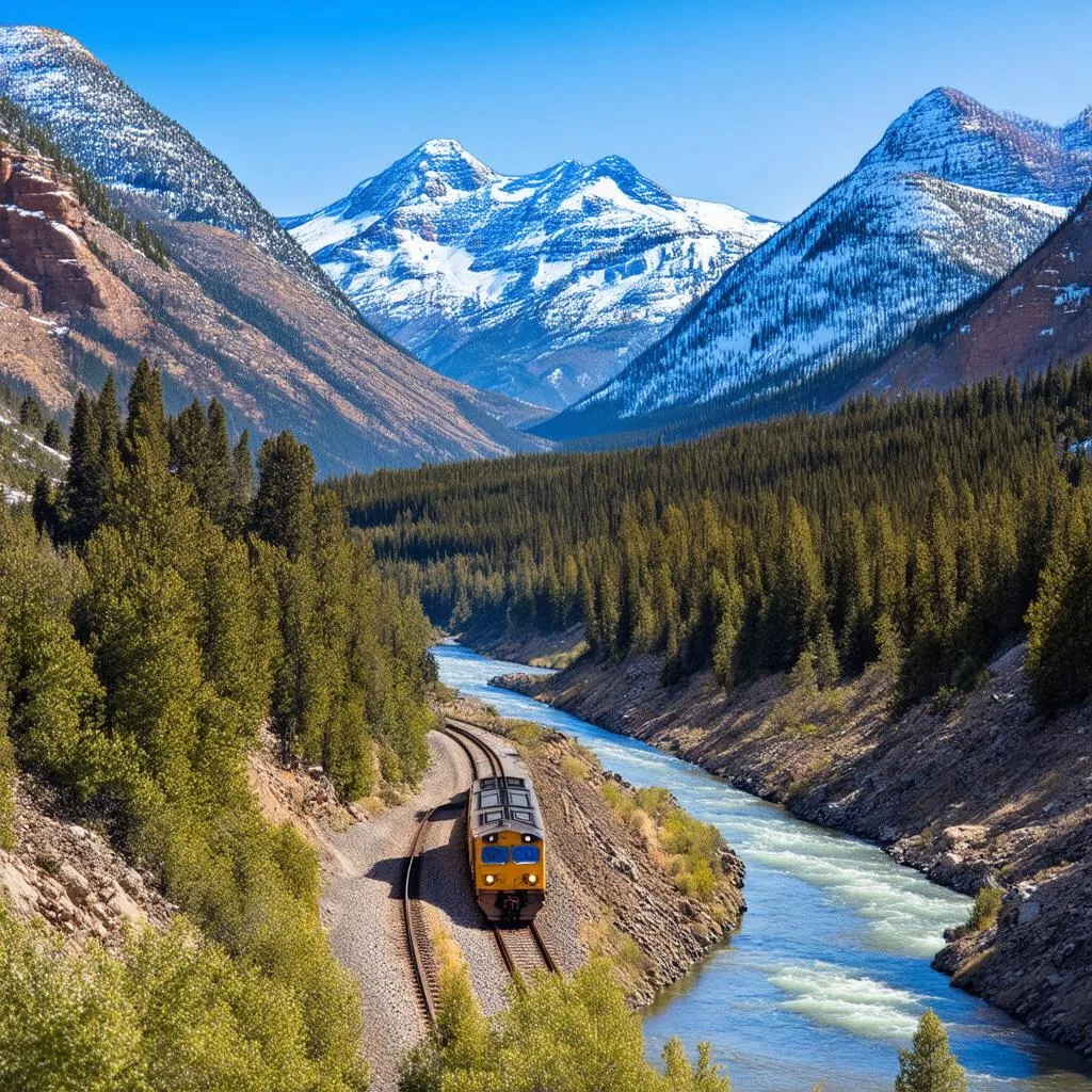 Train Journey Through the Rocky Mountains