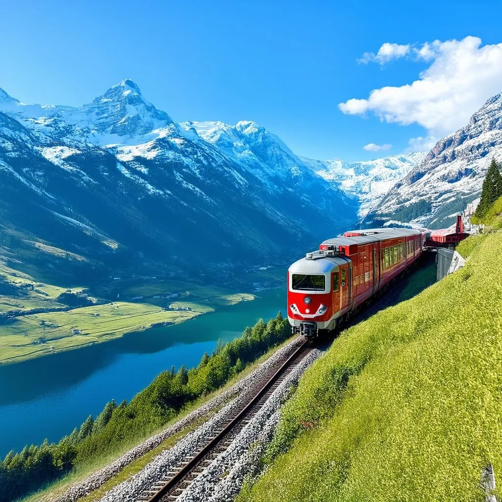 Train Journey Through Swiss Alps