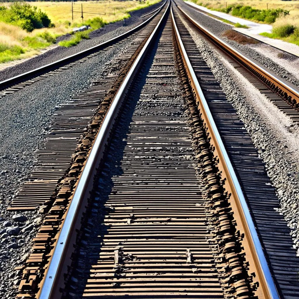 Train tracks stretching into the distance