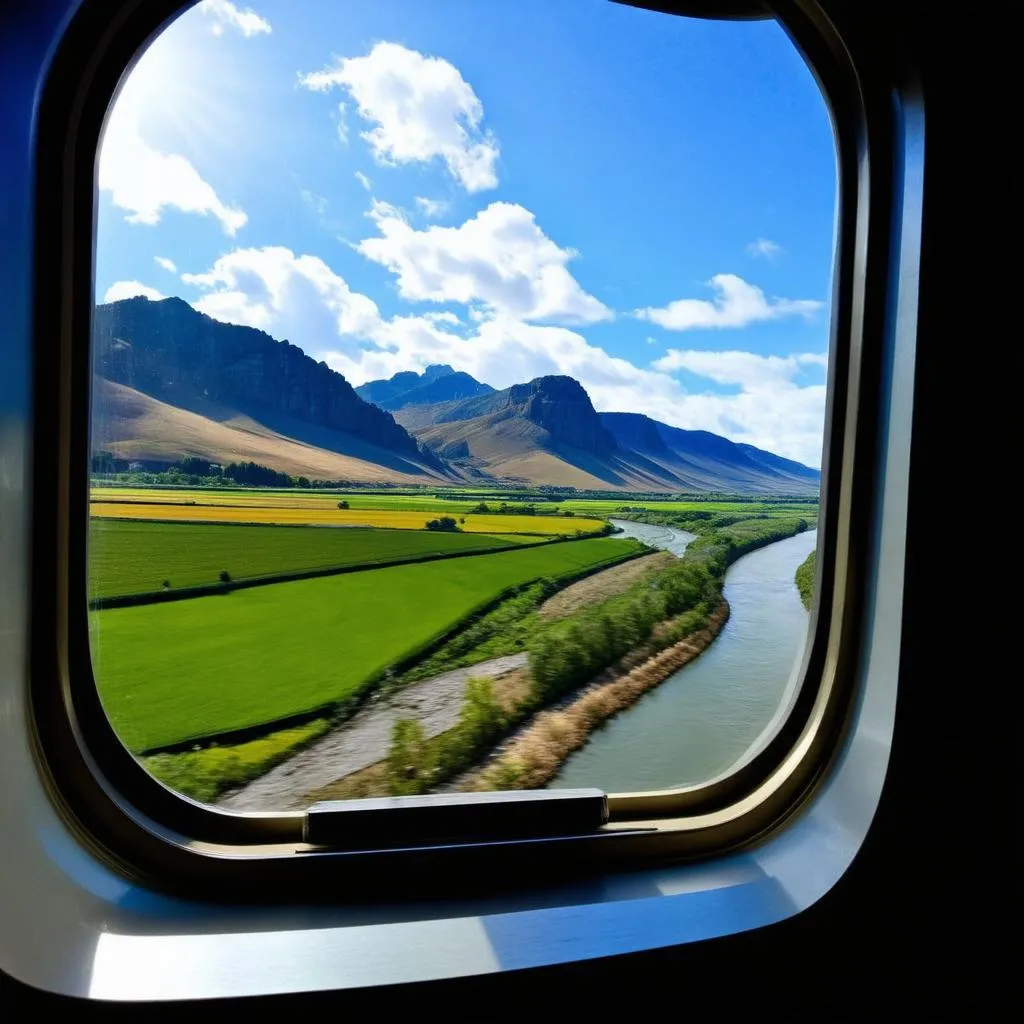 Train window view