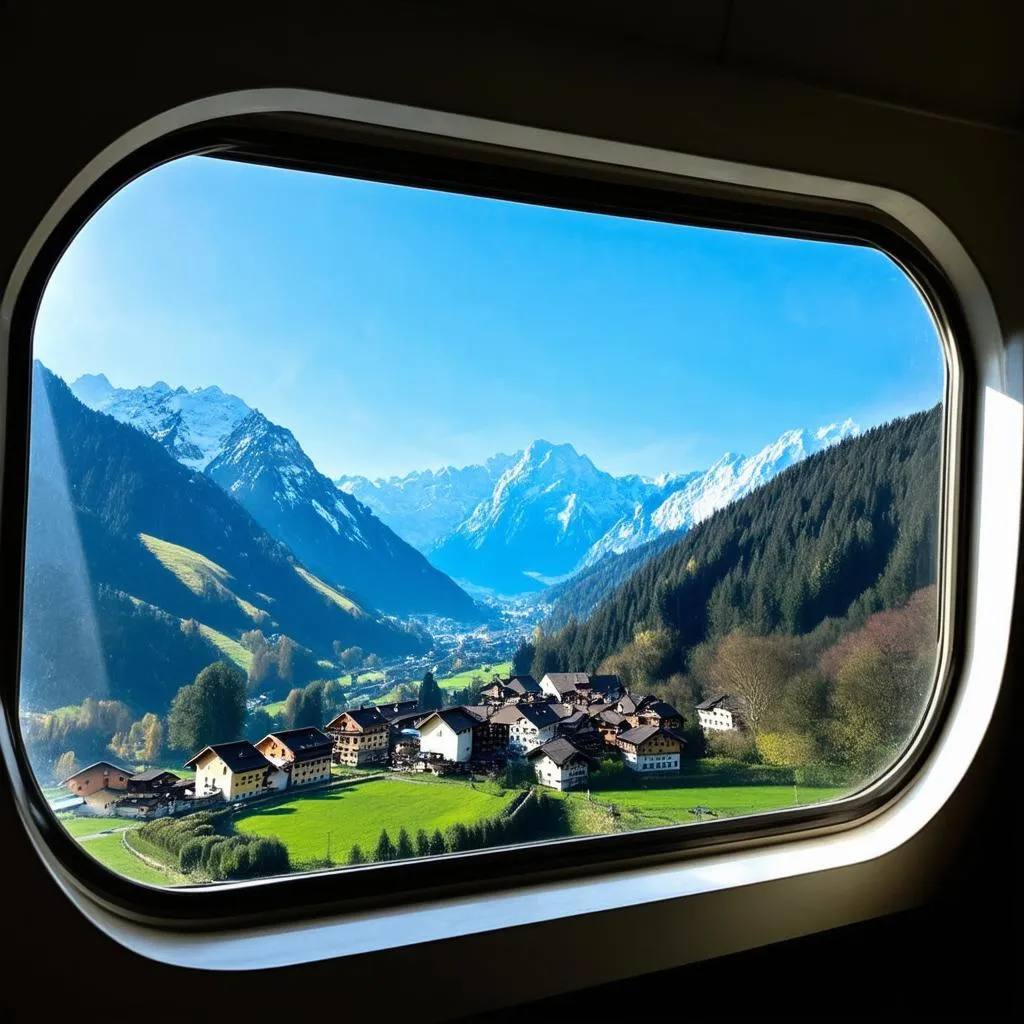 Train Window View of Alps