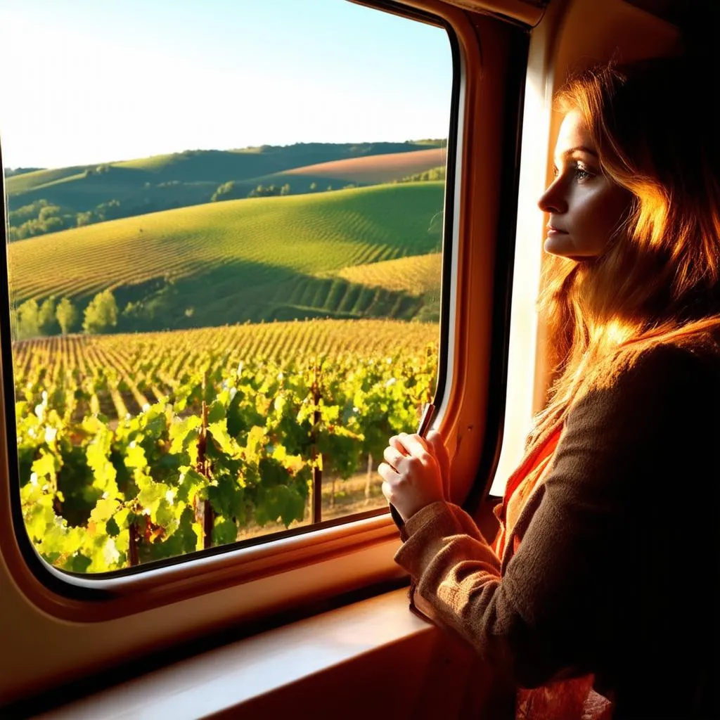 Train Window View of Tuscany