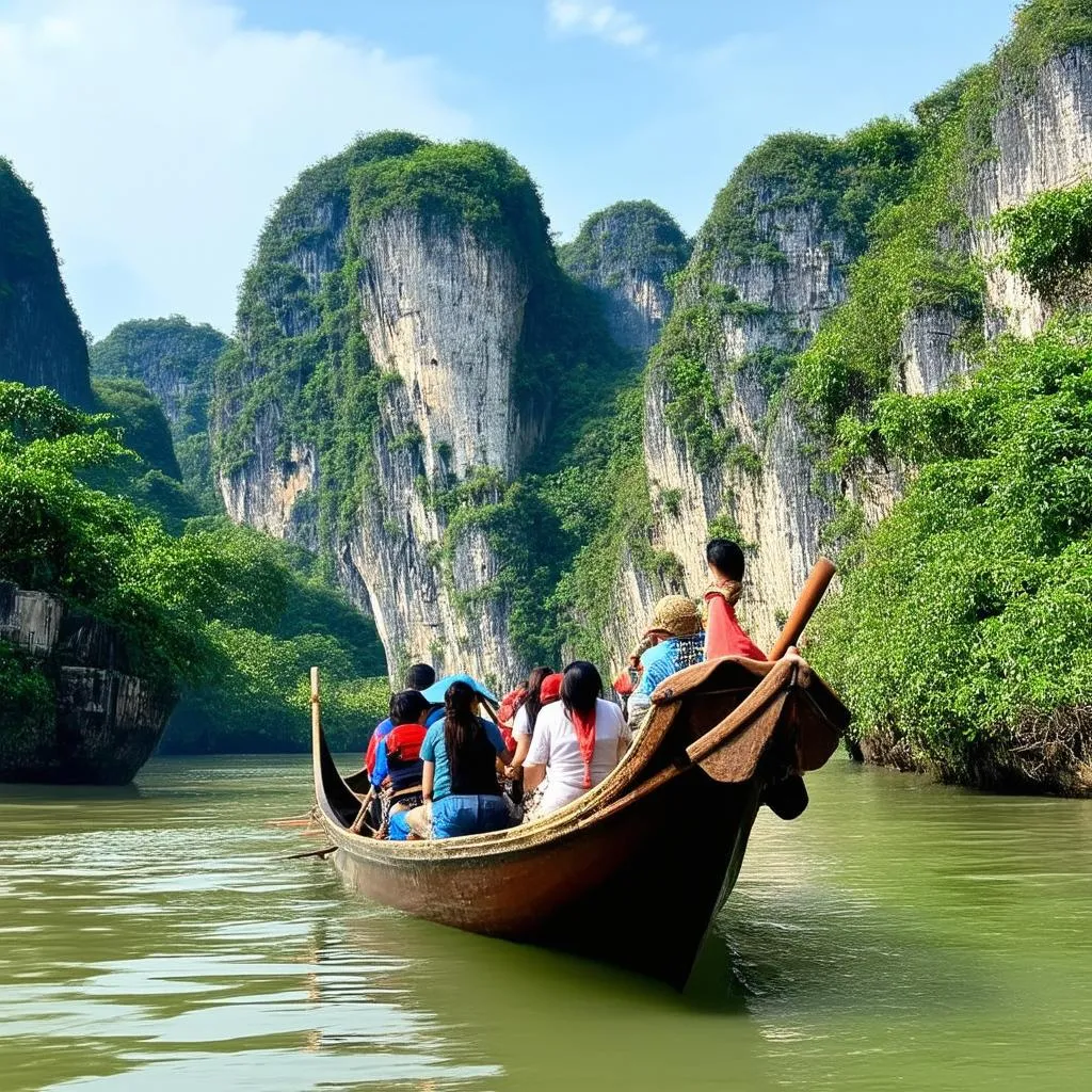 Scenic boat trip in Trang An