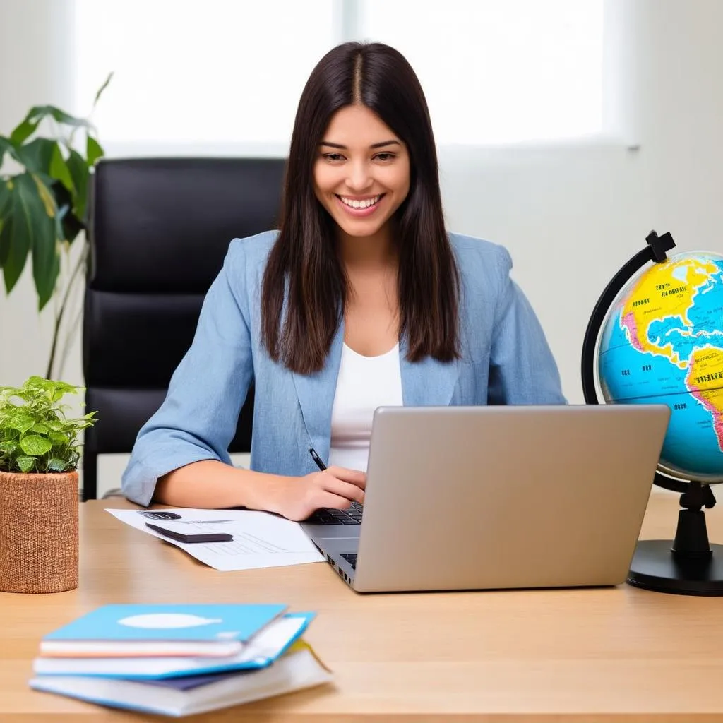 Woman typing on laptop