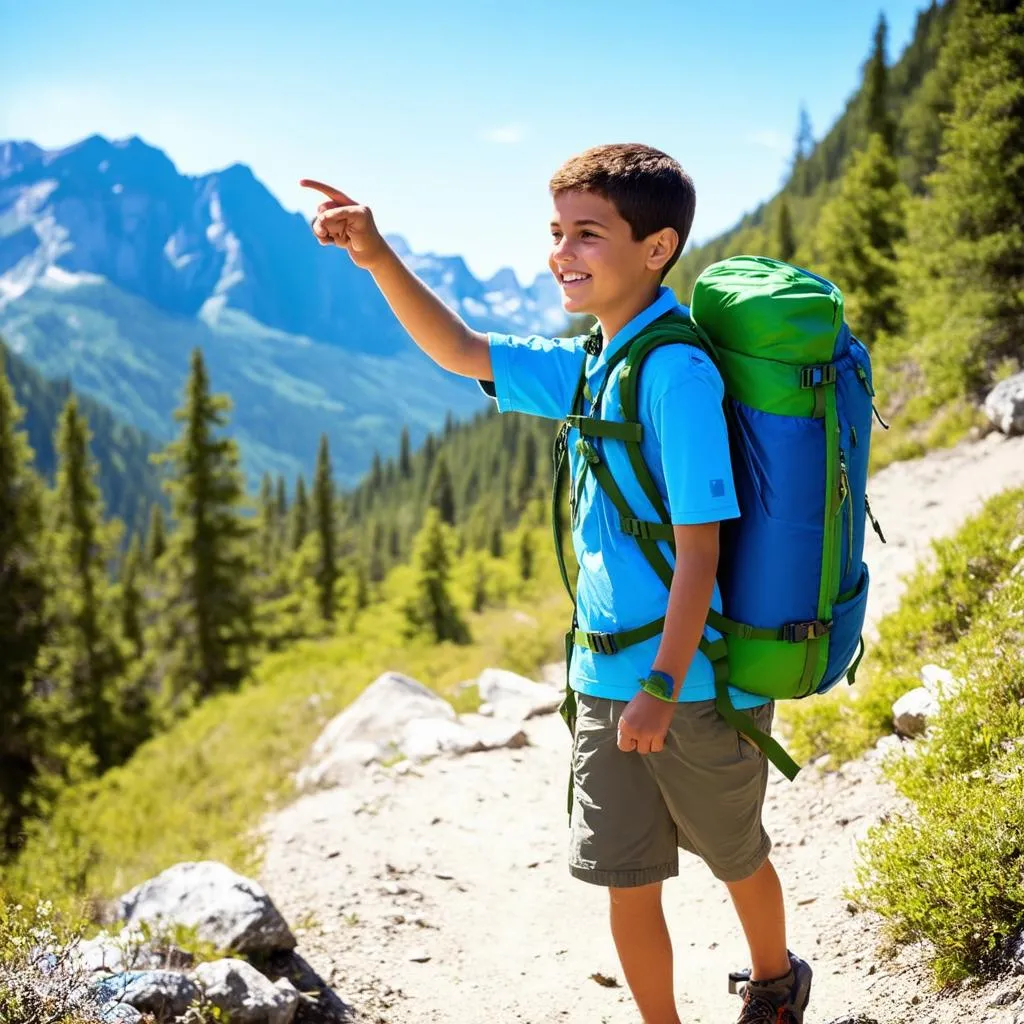 Boy Hiking with Backpack