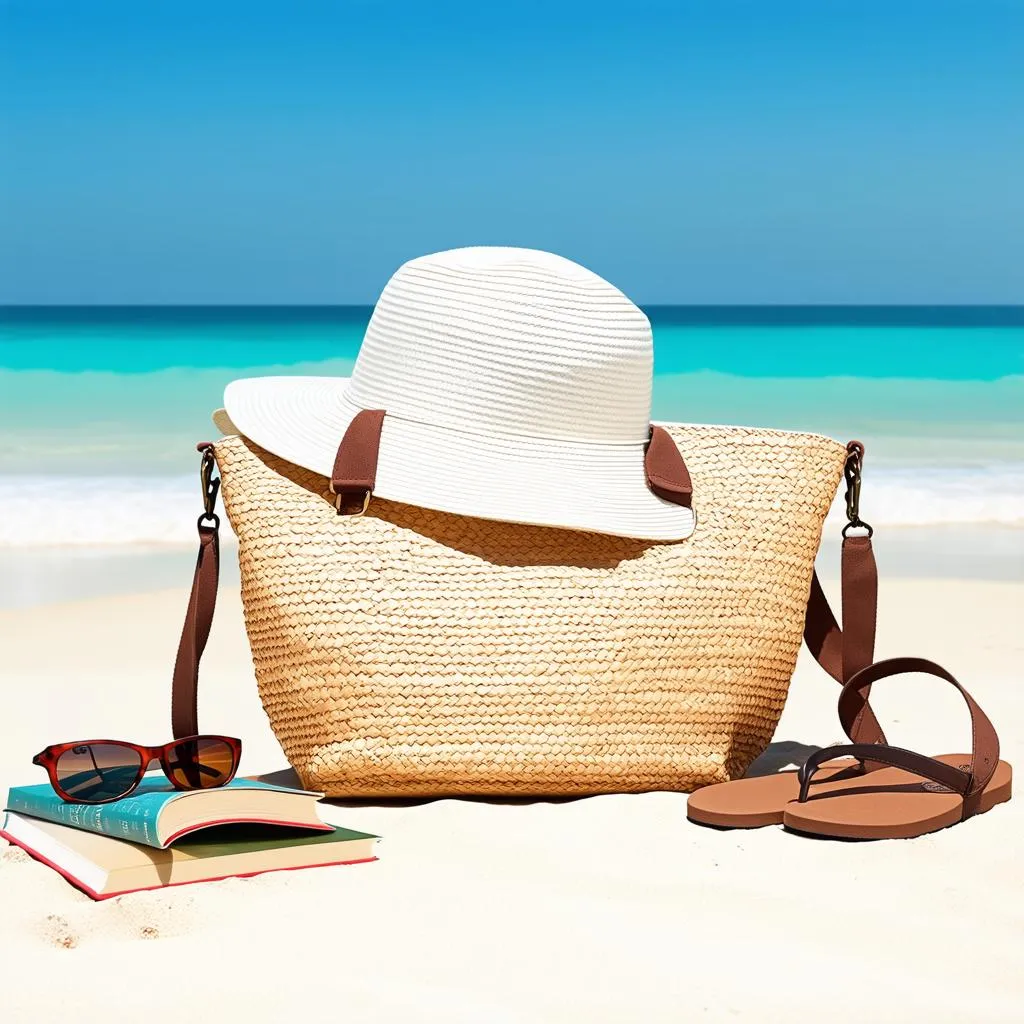 travel bag on a sunny beach