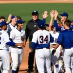 Youth baseball team celebrating a win