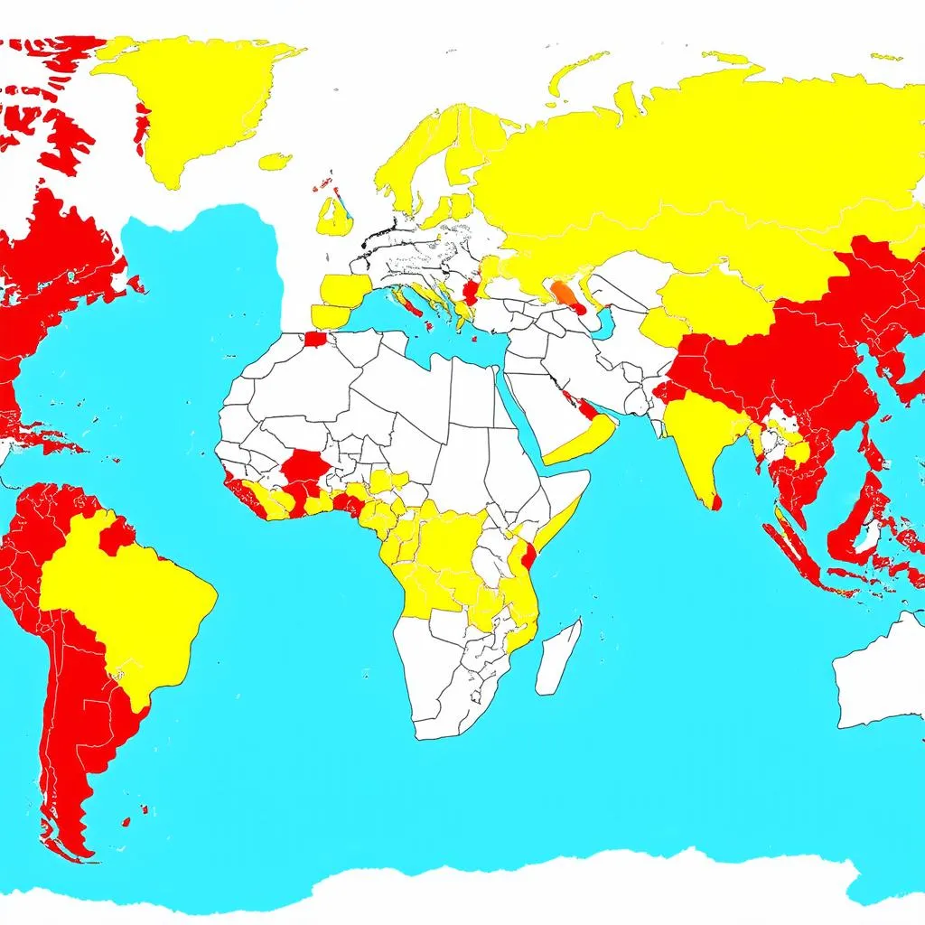 World Map with Highlighted Travel Ban Countries