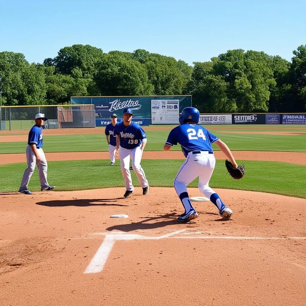 Travel baseball team playing a game