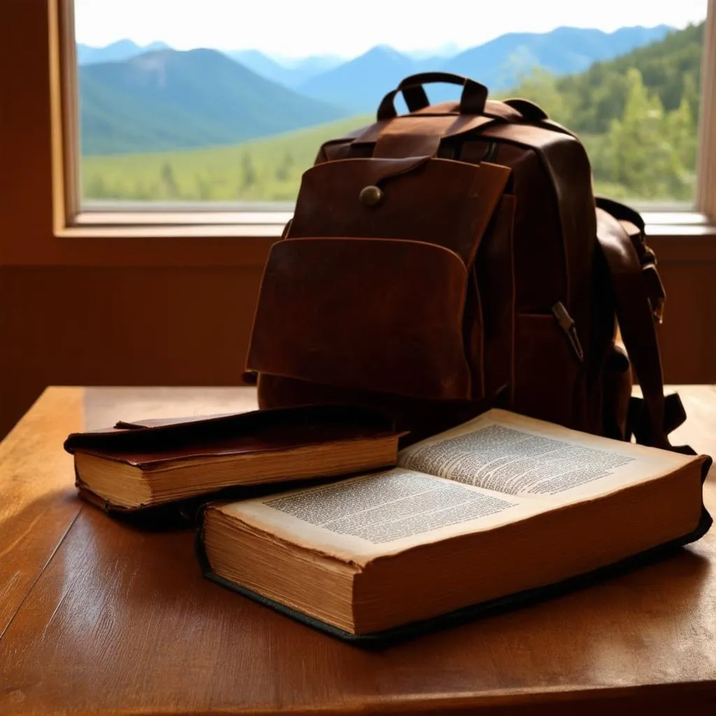 Travel essentials: Bible and backpack