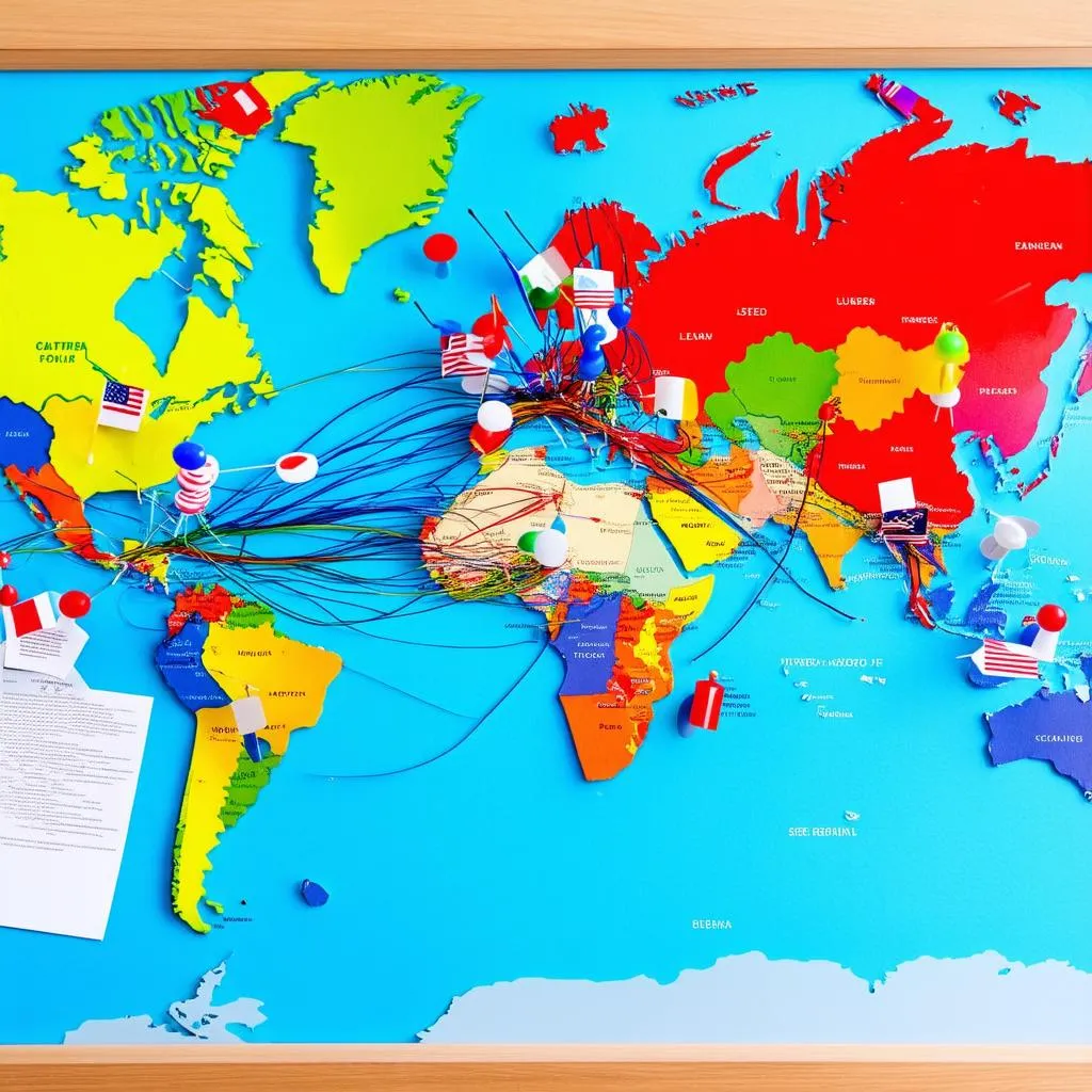 World Map with Pins