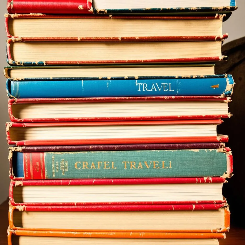 Stack of Colorful Travel Books