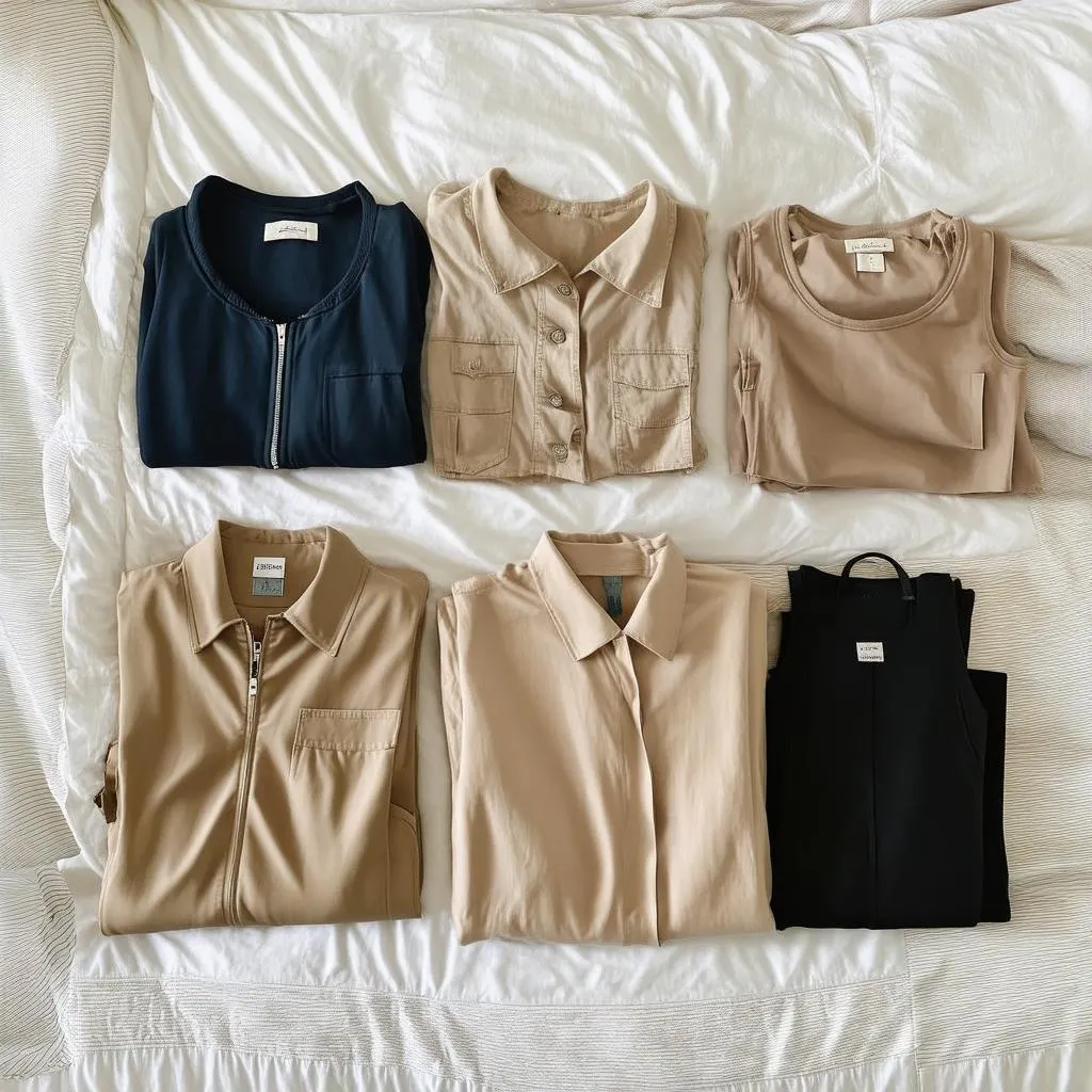 Clothes for a travel capsule wardrobe