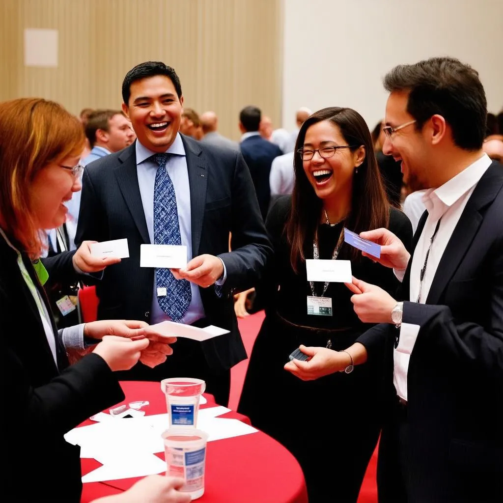 people networking at a travel conference