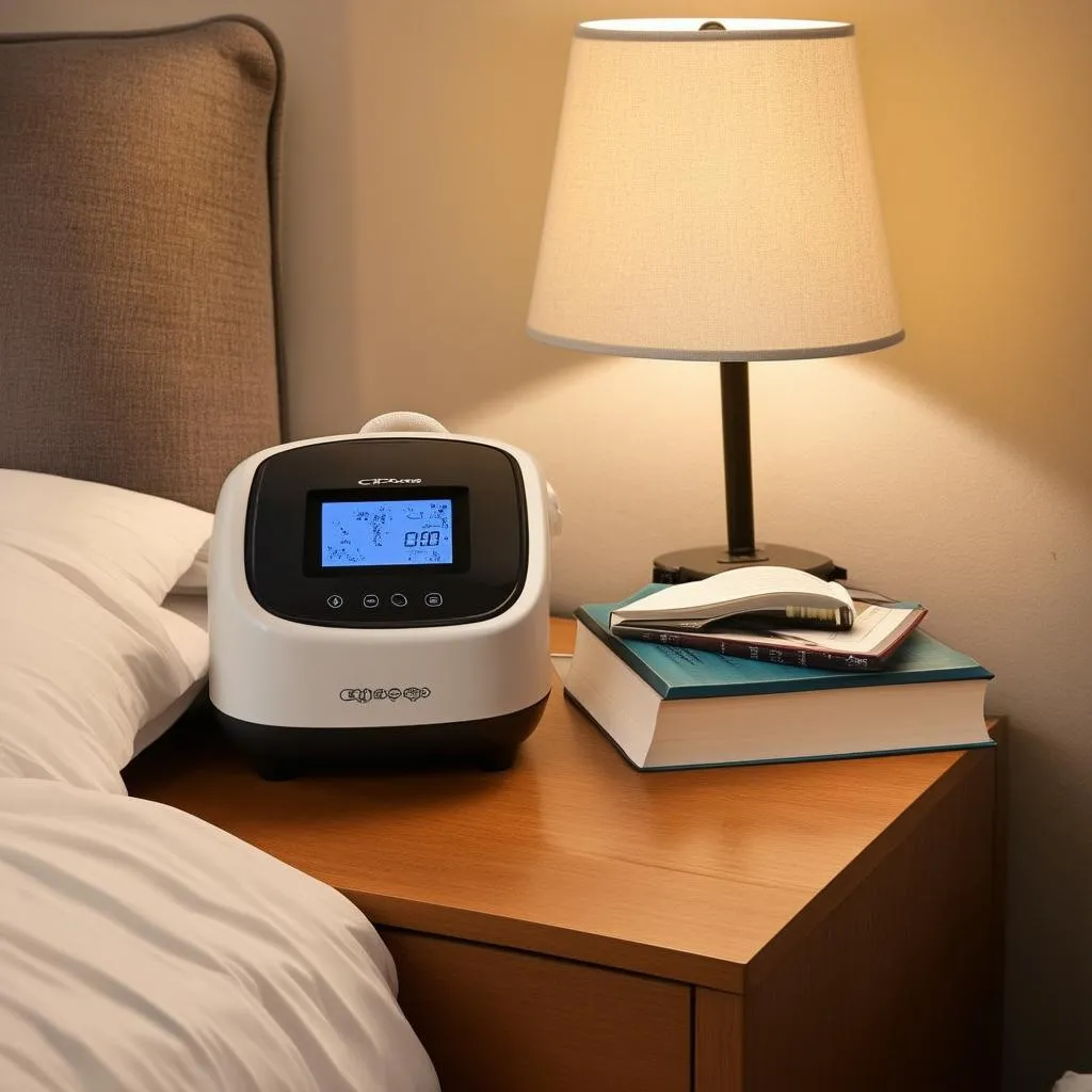 Travel CPAP on nightstand