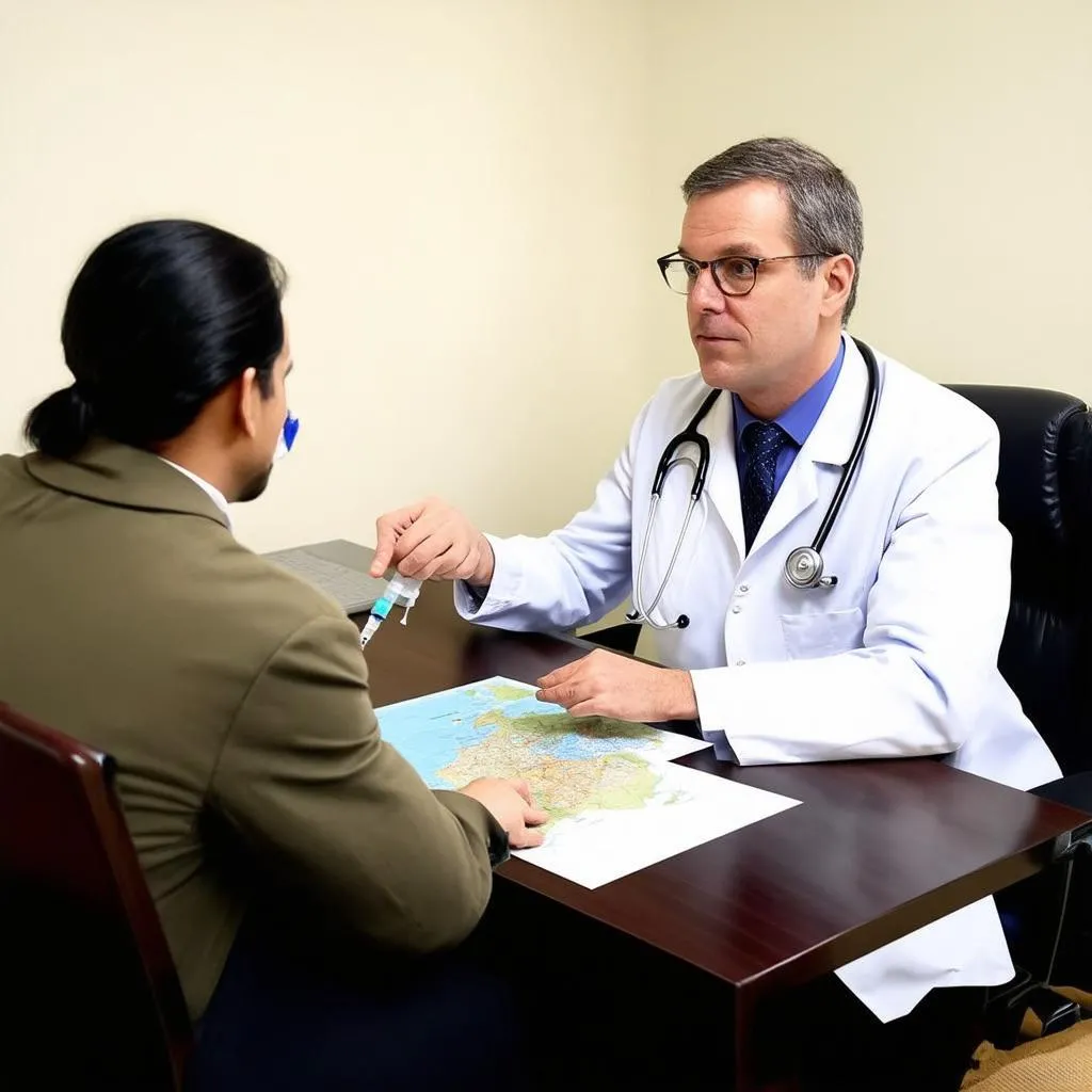 Travel doctor consulting a patient