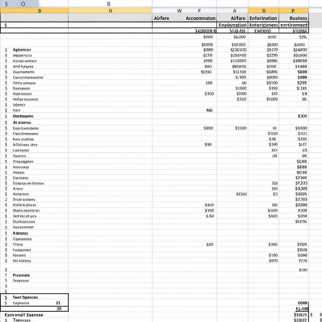 Travel Expenses Spreadsheet