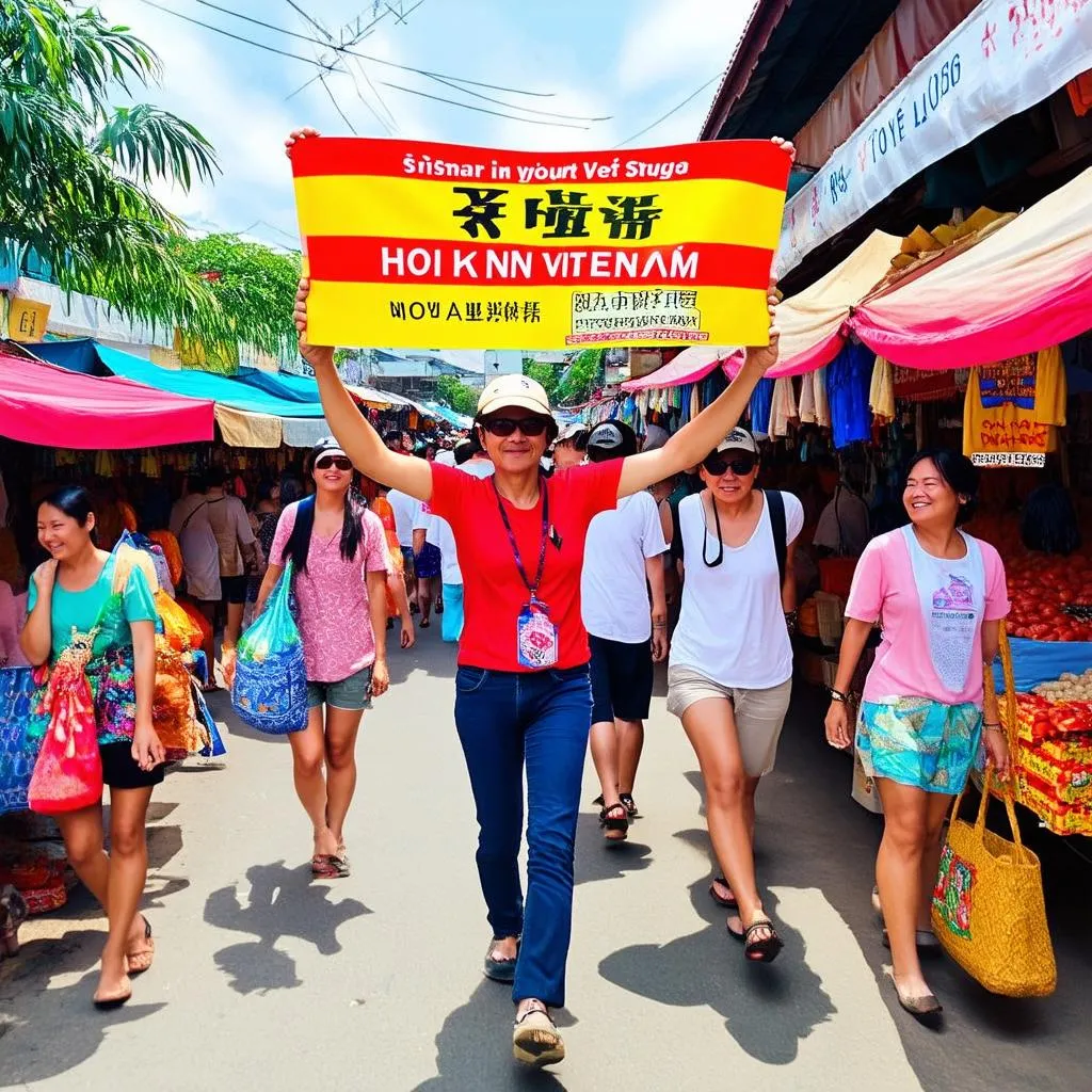 Travel Group with Banner