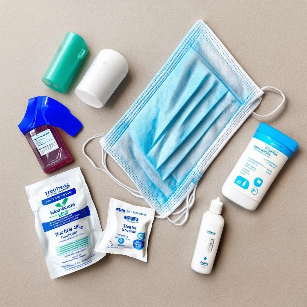 Essential items for a travel health kit