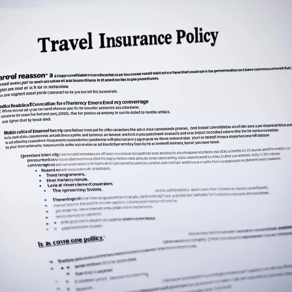 Travel insurance policy document