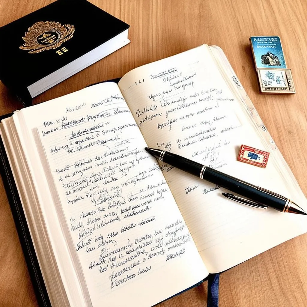 writing in a travel journal