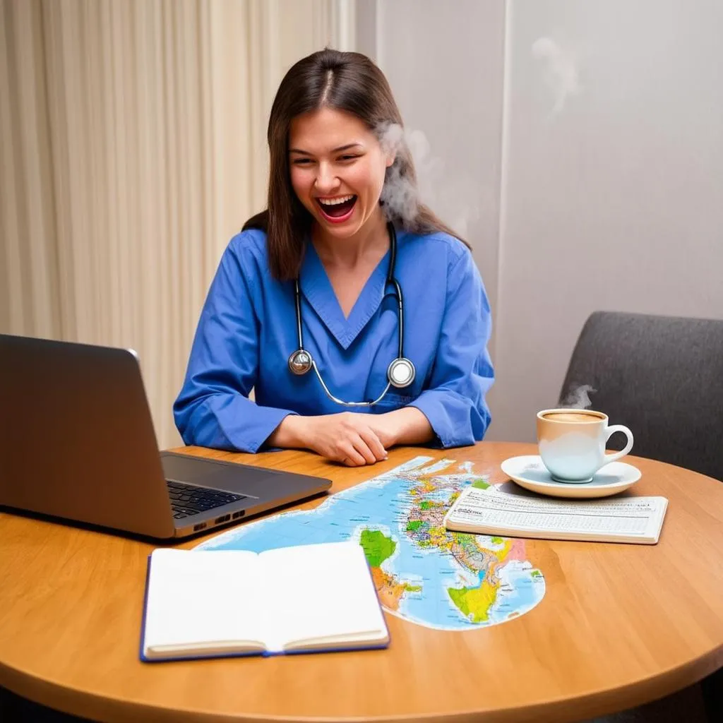 Travel Nurse Looking at a Map