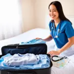 travel nurse packing luggage