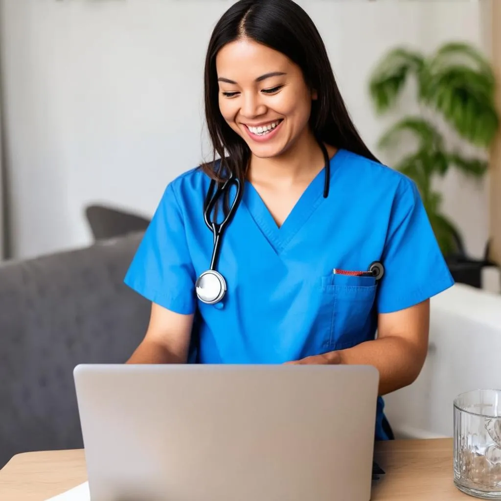 Travel Nurse on Laptop