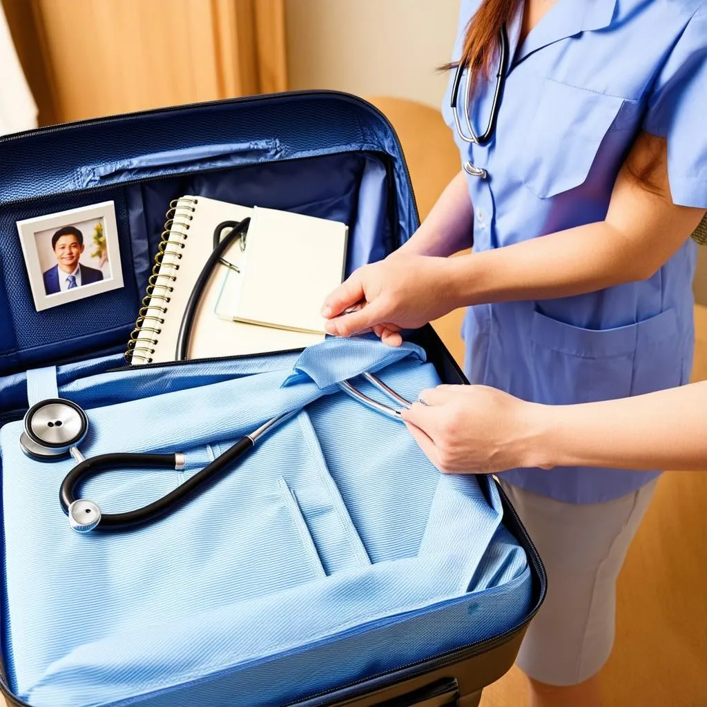 Travel Nurse Packing a suitcase