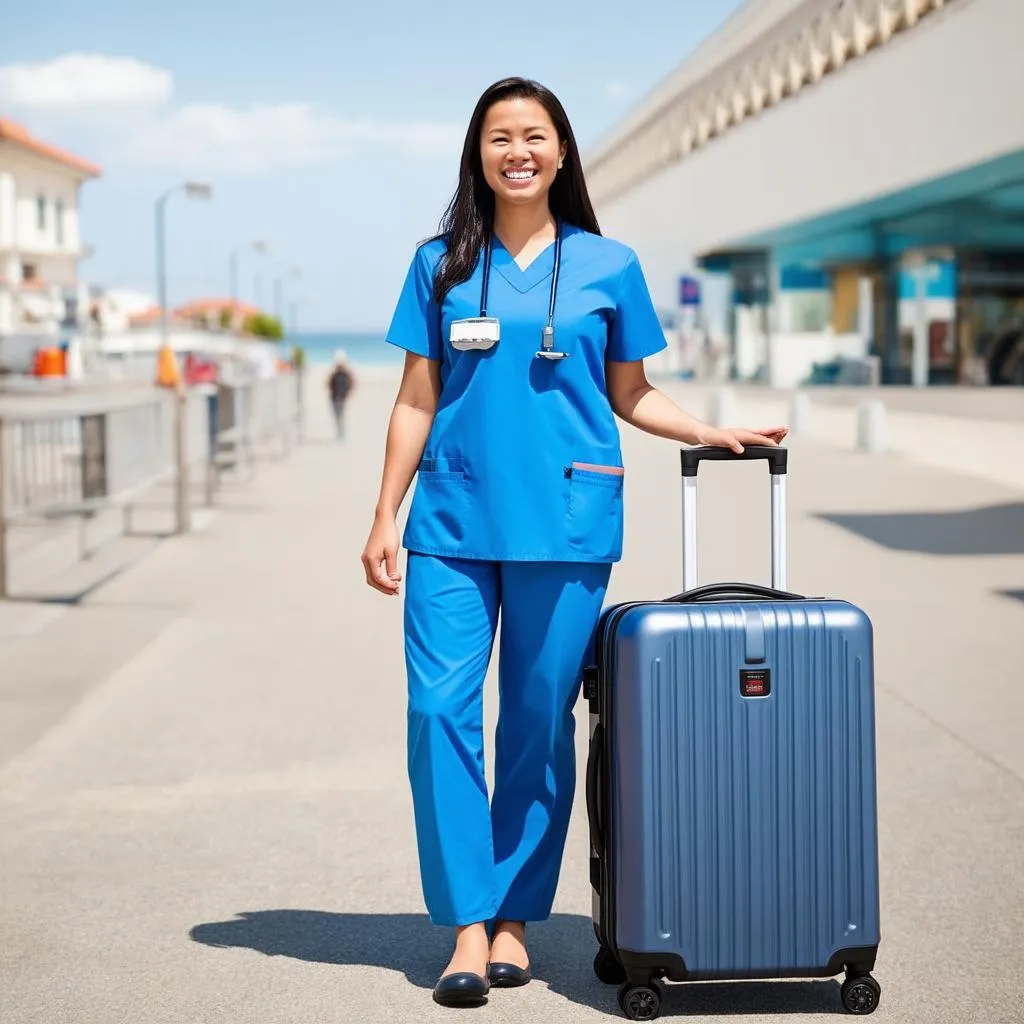 Travel Nurse with Luggage