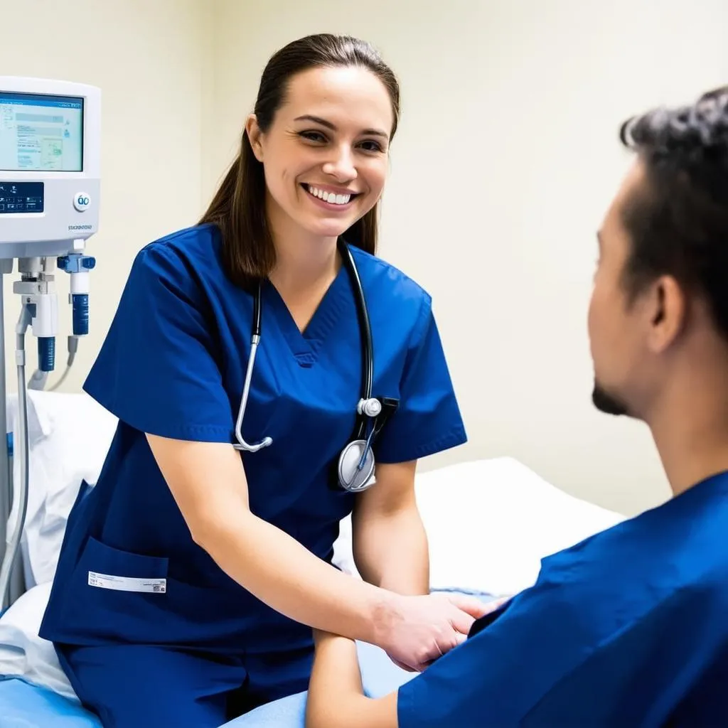 travel nurse in a hospital room