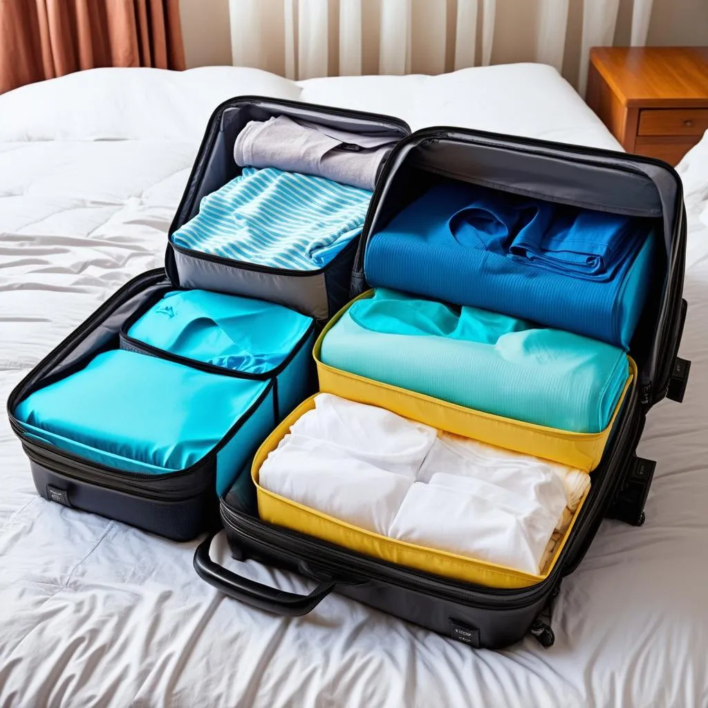 Packing Cubes Arranged in a Suitcase