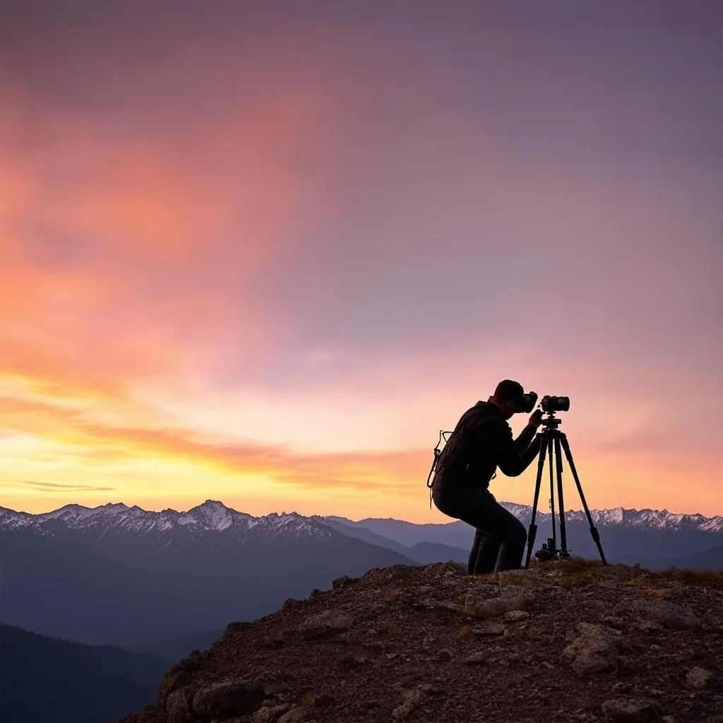 travel photographer capturing a sunset