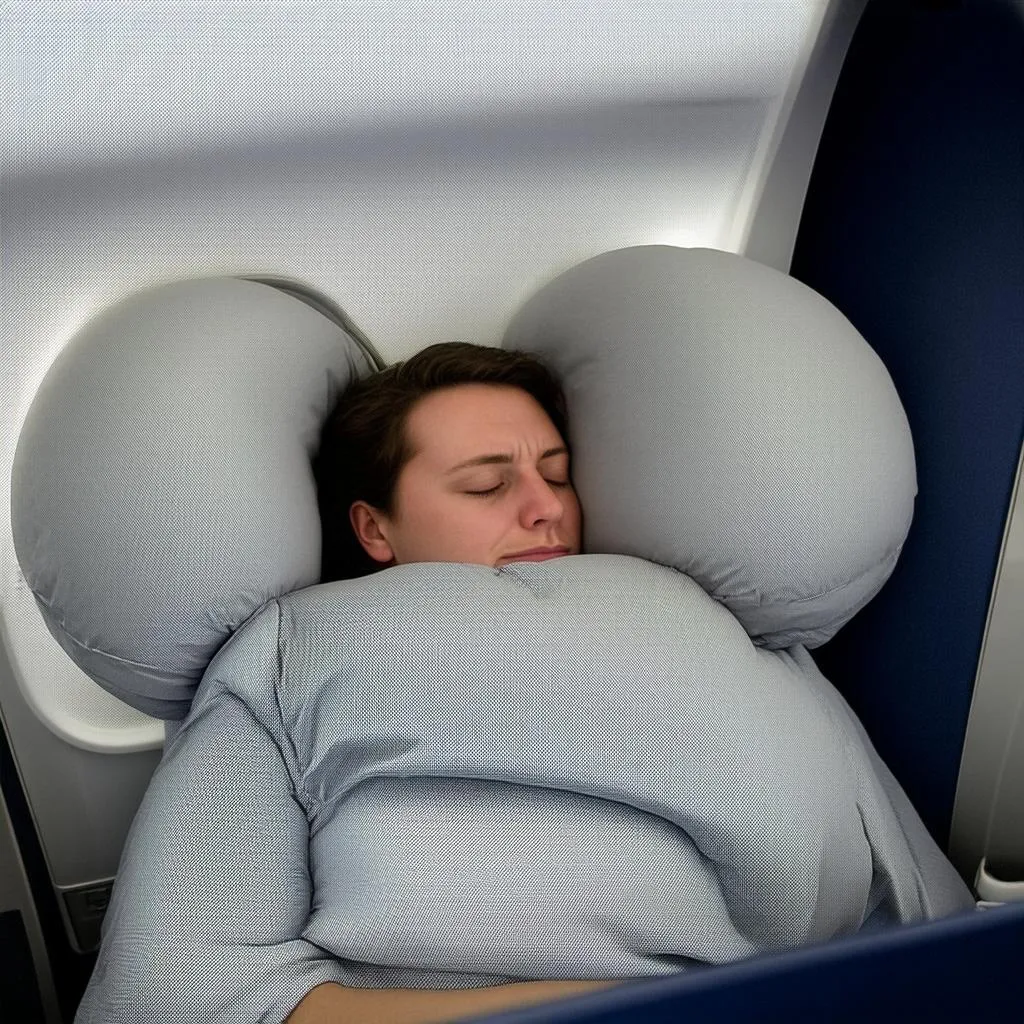 Using travel pillow on airplane