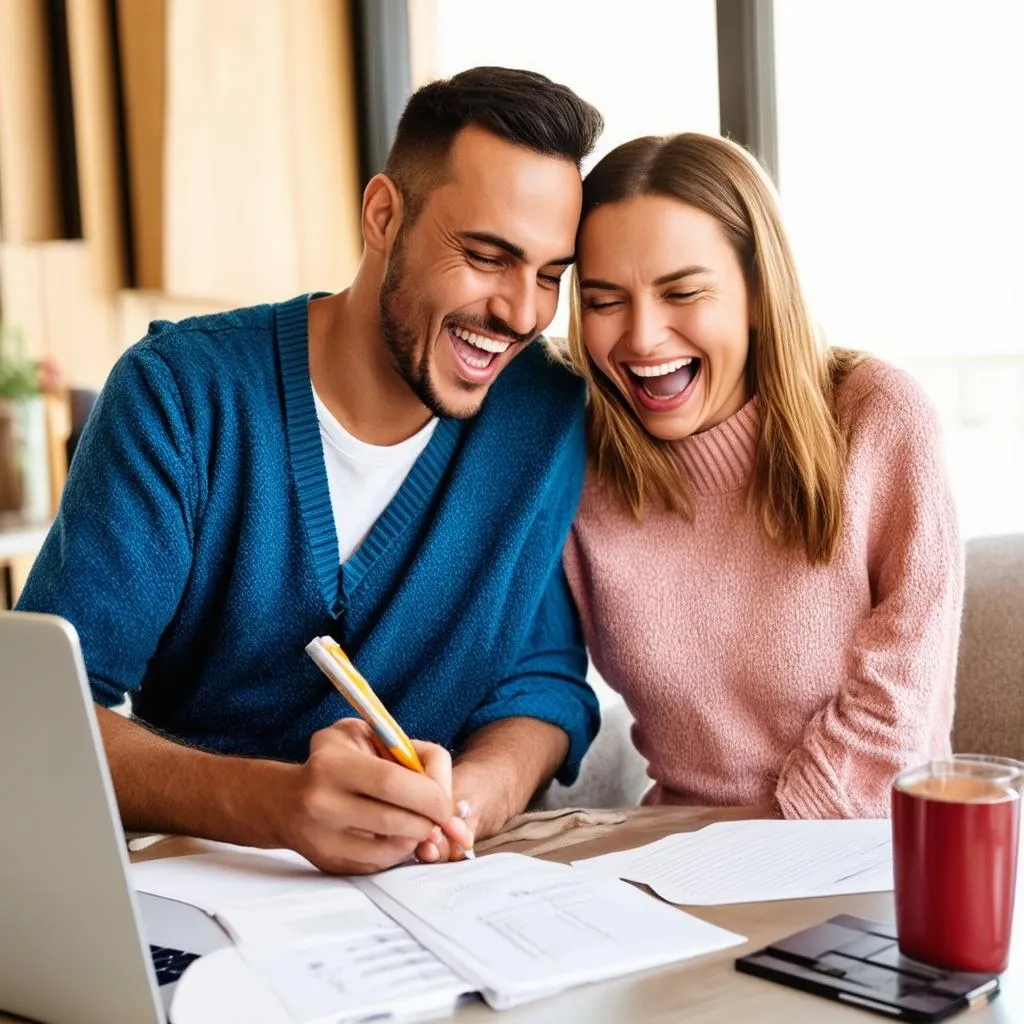 Couple discussing travel plans