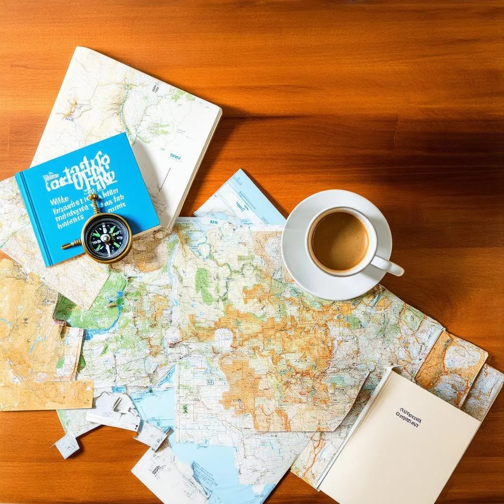 Planning a trip using a map and guidebooks