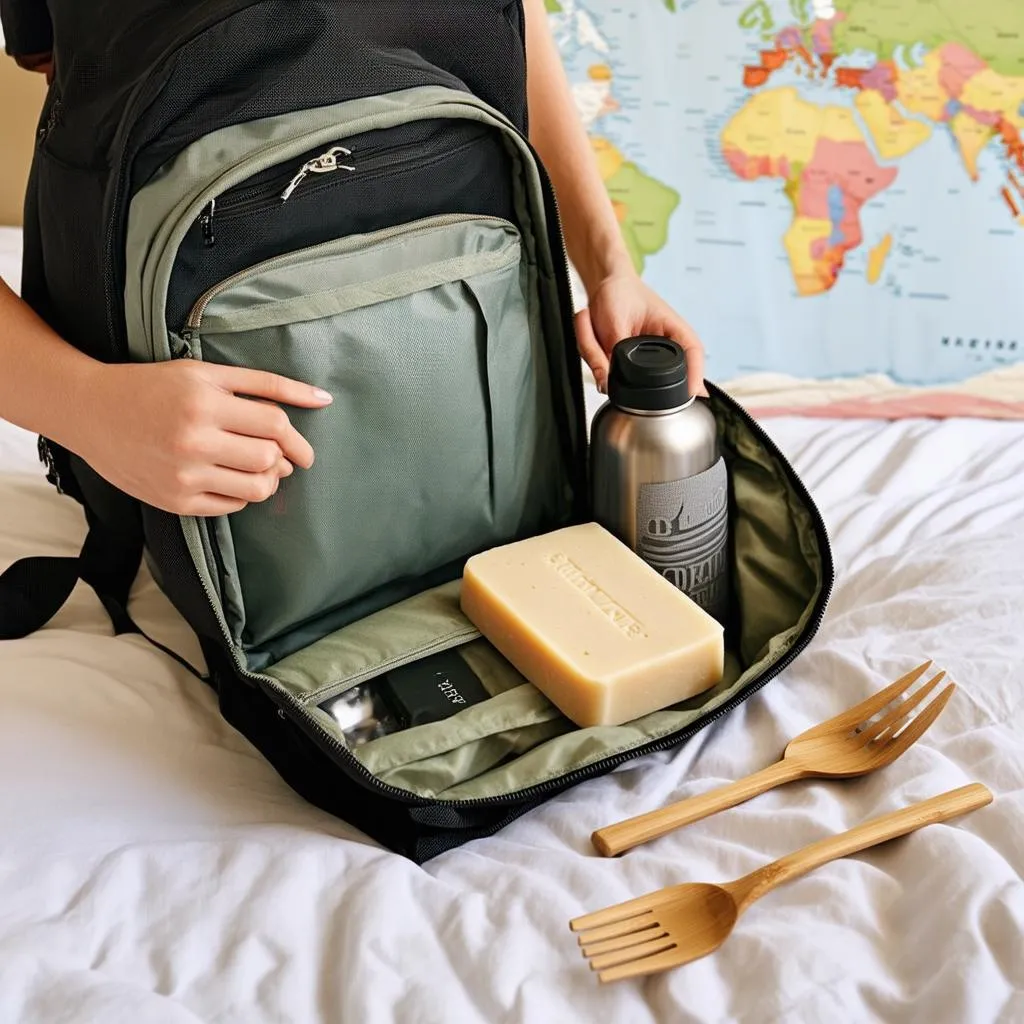 Sustainable packing for a travel project